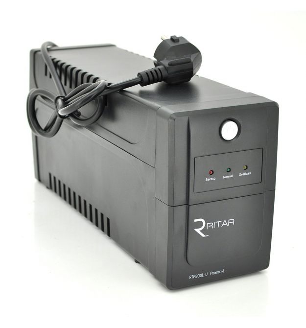 ИБП Ritar RTP800L-U (480W) Proxima-L, LED, AVR, 2st, USB, 2xSCHUKO socket, 1x12V9Ah, plastik Case ( 300 x 95 X 140 ) Q4