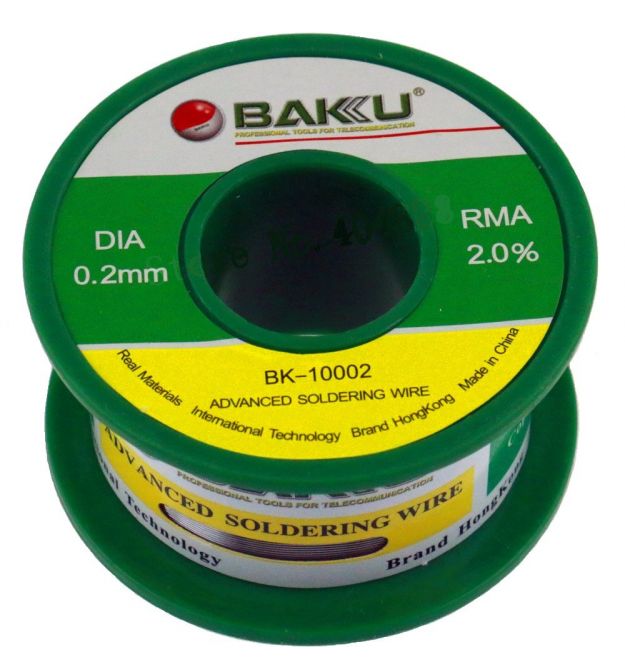 Припой BAKKU проволочный Solder wire BK10002 DIA 0,2mm (50g)