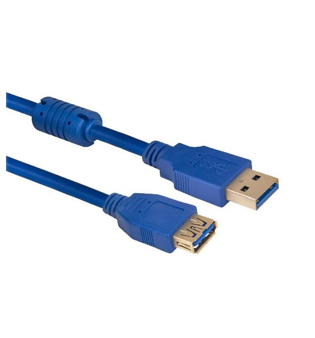 Удлинитель USB 3.0 AM / AF, 3.0m, 2 фильтра, Blue, пакет