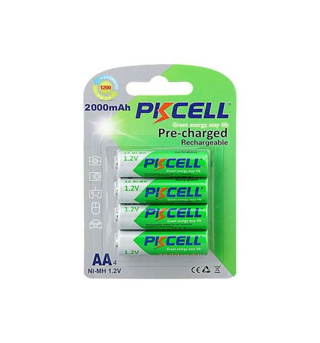 Аккумулятор PKCELL 1.2V AA 2000mAh NiMH Already Charged, 4 штуки в блистере цена за блистер, Q12