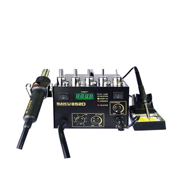 Паяльная станция BAKKU BK852D компрессорная, цифровая индикация, фен, паяльник (325*275*202) 4,46 кг