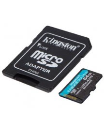 Карта памяти Kingston 64GB microSDXC C10 UHS-I U3 A2 R170/W70MB/s + SD адаптер