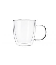 ARDESTO Набір чашок із ручками з подвійними стінками, 310 мл, H 10,2 см, 2 шт, боросилікатне скло