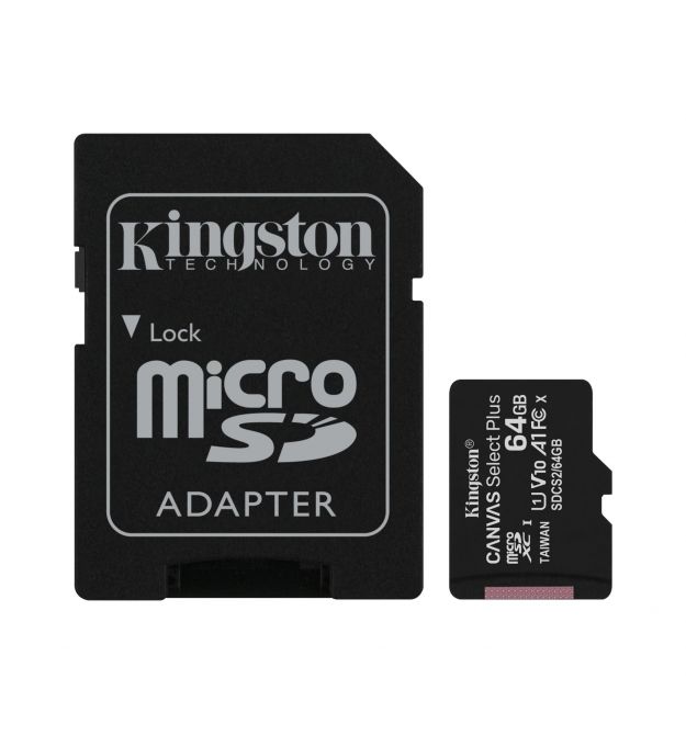 Карта памяти Kingston 64GB microSDXC C10 UHS-I R100MB/s + SD