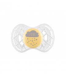 Пустышка симметрическая Nuvita NV7085 Air55 Cool 6m+ "LOVE" желто-серая