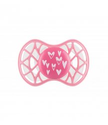 Пустышка симметрическая Nuvita NV7085 Air55 Cool 6m+ "сердечки" розовая