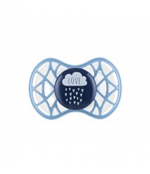 Пустышка ортодонтическая Nuvita NV7084 Air55 Cool 6m+ "LOVE" голубо-синяя