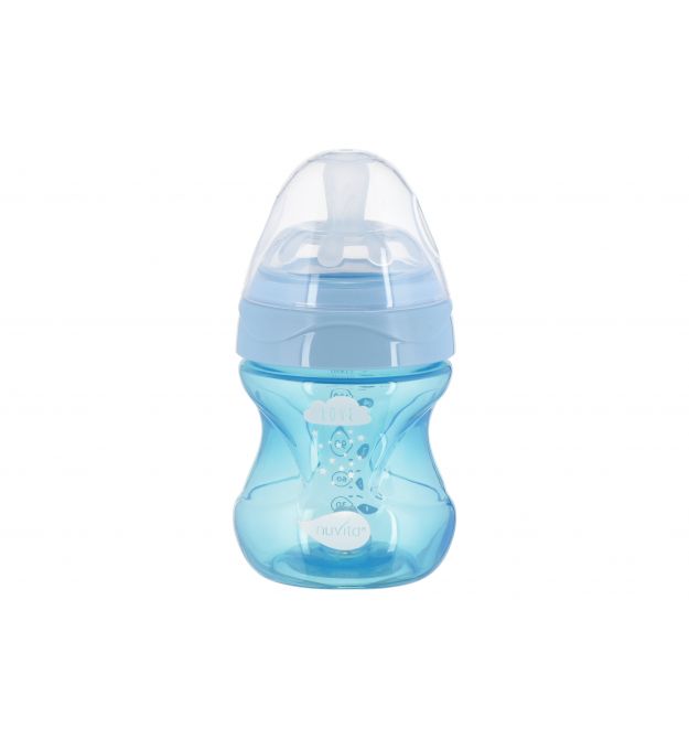 Детская Антиколиковая бутылочка Nuvita NV6012 Mimic Cool 150мл голубая