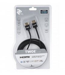 Кабель 2Е HDMI 2.0 (AM/AM), Slim, High Speed, Alumium, black, 3m