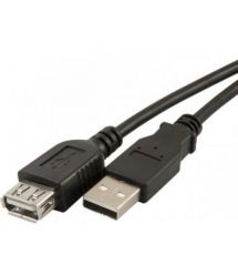 Удлинитель USB 2.0 AM - AF, 2.0m, 1 феррит, черный Пакет Q250