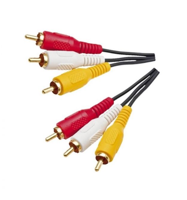 Кабель Audio-Video 3хRCA (папа)-3хRCA (папа), GOLD connector CU 5м Black
