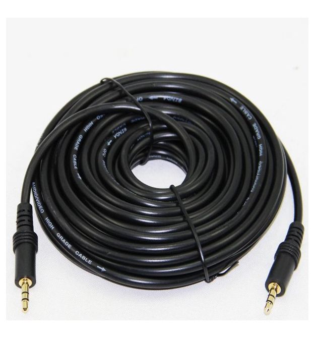 Кабель AUX Audio DC3.5 папа-папа 3 м GOLD Stereo Jack, (круглый) Black