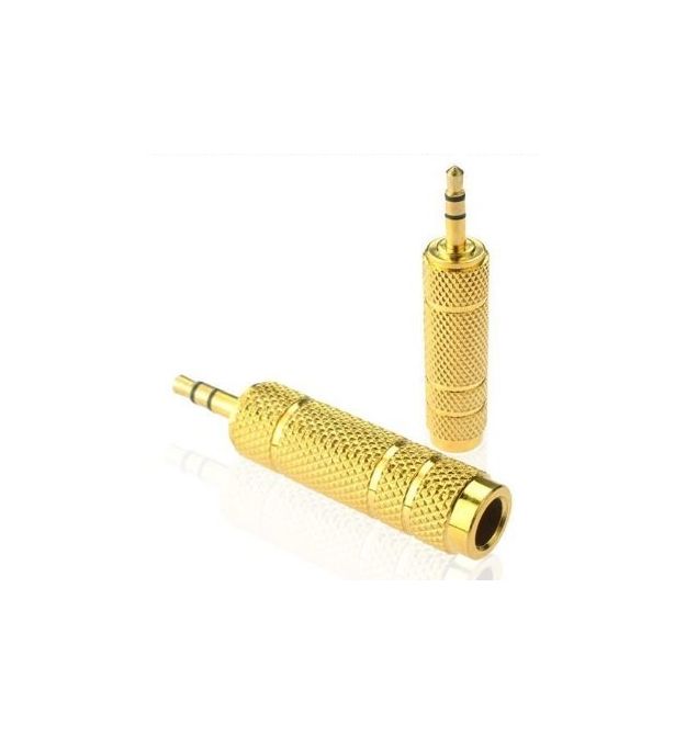 конвертер Jack 3.5 (папа) / Jack 6.3 (мама) Stereo, Gold, металл,Q100