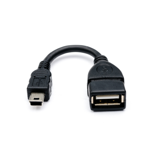 Кабель USB 2.0 AF - Mini-B OTG, 0,1m, черный