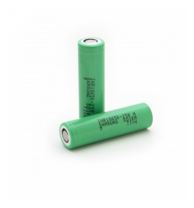 Аккумулятор 18650 Li-Ion Samsung INR18650-25R, 2500mAh, 20A, 4.2 - 3.6 - 2.5V, цена за шт, Green