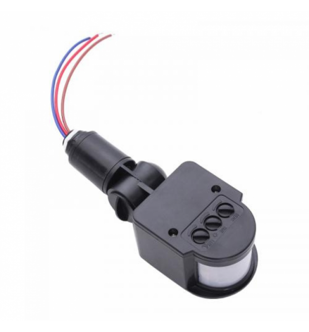 Датчик движения PIR , 180, расстояние макс. 12м, 220V, макс. нагрузка 100Вт, Black