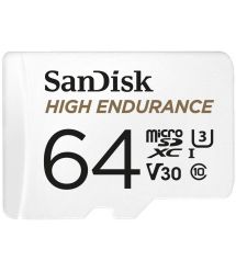 Карта памяти SanDisk 64GB microSDXC C10 UHS-I U3 V30 R100/W40MB/s High Endurance