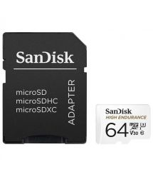 Карта памяти SanDisk 64GB microSDXC C10 UHS-I U3 V30 R100/W40MB/s High Endurance