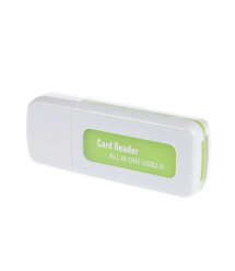 Кардридер универсальный 4в1 MERLION CRD-5GR TF - Micro SD, USB2.0, Green, OEM Q50