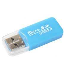 Кардридер универсальный MERLION CRD-1BL TF - Micro SD USB2.0 Blue OEM Q100