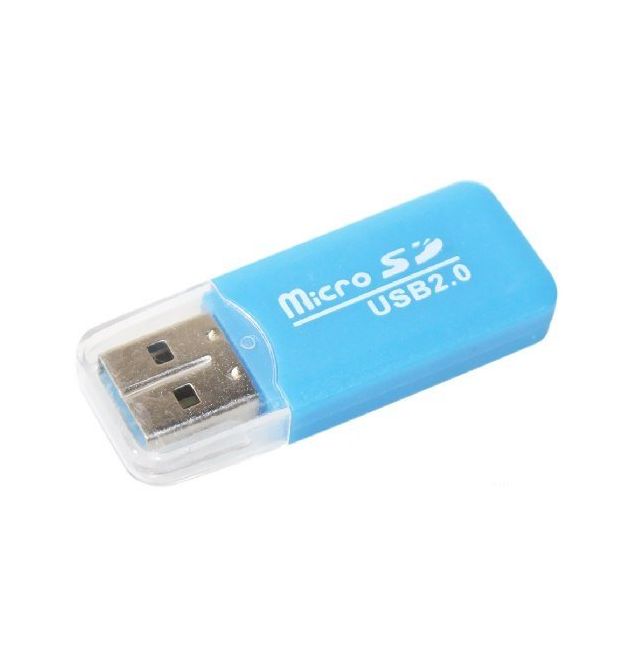 Кардридер універсальний MERLION CRD-1BL TF/Micro SD, USB2.0, Blue, OEM Q1500