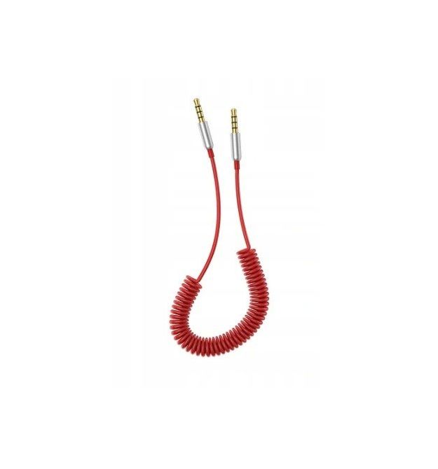 Кабель AUX Audio DC3.5 папа-папа 1.5м пружина CCA Stereo Jack (круглый) Red cable Box