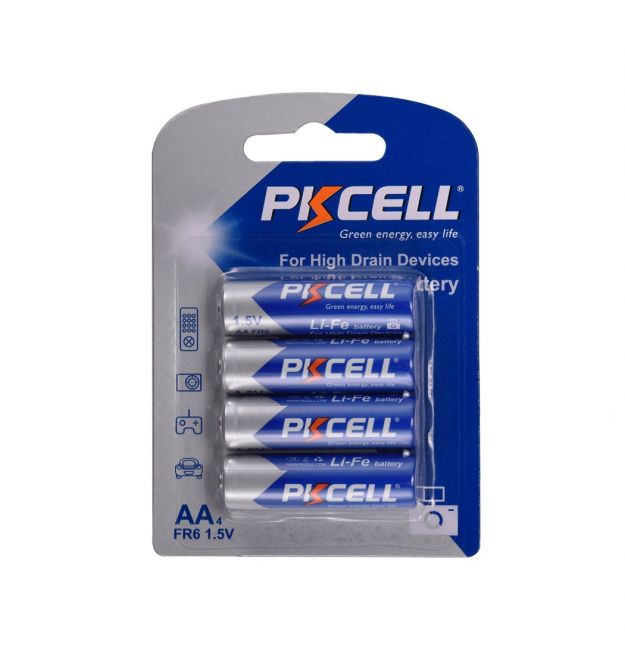 Батарейка литиевая PKCELL LiFe 1.5V AA - FR6, 4 шт в блистере (упак.48 штук) цена за блист.Q12