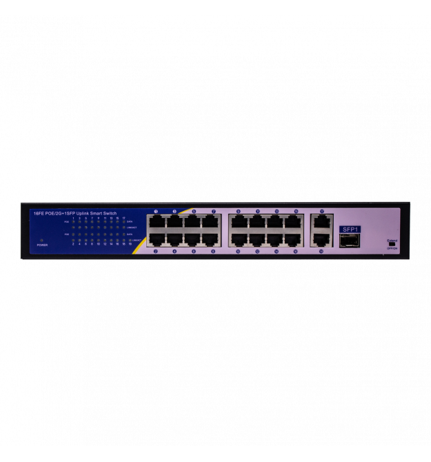 Коммутатор сетевой POE Green Vision GV-010-D-16+2 PG+1 SFP