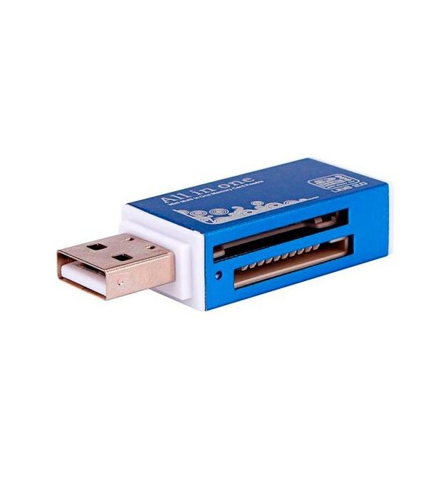 Кардридер универсальный 4в1 MERLION CRD-5VL TF - Micro SD, USB2.0, Blue