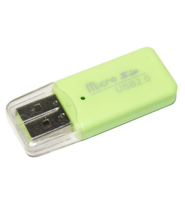 Кардидер универсальный MERLION CRD-1GR TF - Micro SD, USB2.0, Green, OEM Q1500