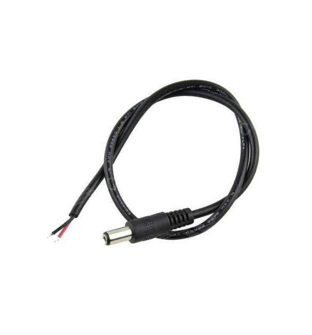 Разъем питания DC-M (D 5,5x2,1мм) - кабель длиной 30см black, Black plug OEM Q100