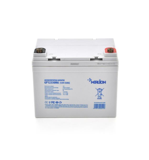 Аккумуляторная батарея MERLION FOR TESLA AGM MLTS12330M6 12 V 33 Ah ( 195 x 130 x 155 (165) ) White - Black Q1