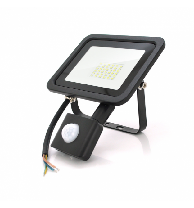 Прожектор SLIM SENSOR LED RITAR RT-FLOOD - MS30A, 30W, 36xSMD2835, IP65, 3000Lm, 6500K (100%), PF0.9 Ra70, 185*200*25mm