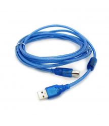 Кабель USB 2.0 RITAR AM - BM, 5.0m, 1 феррит, прозрачный синий
