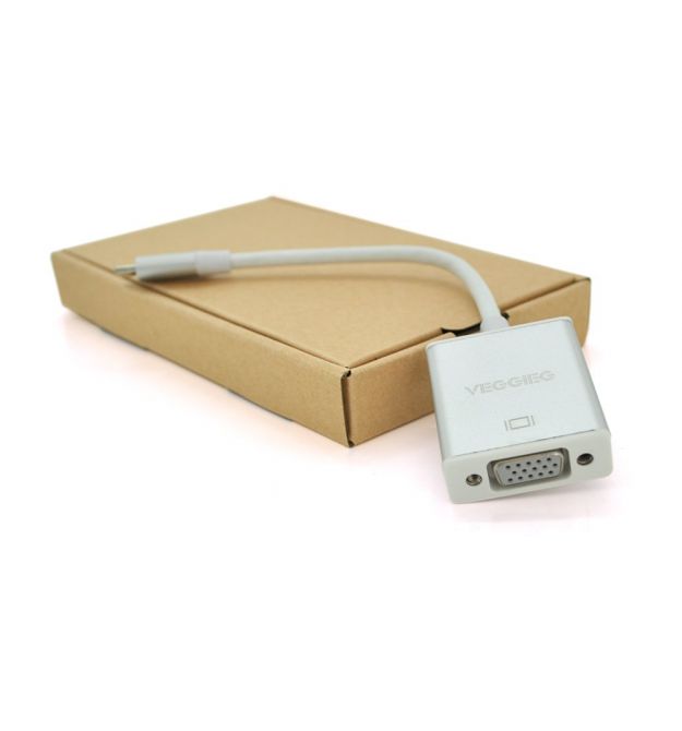 Хаб-конвертор Type-C (папа) на VGA(мама), 10 см, Silver, Box