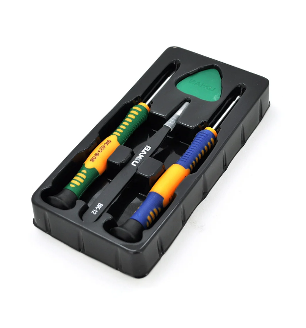Набор инструментов BAKKU BK-7290-E (2 отвертки, пинцет, медиатор), Blister-box