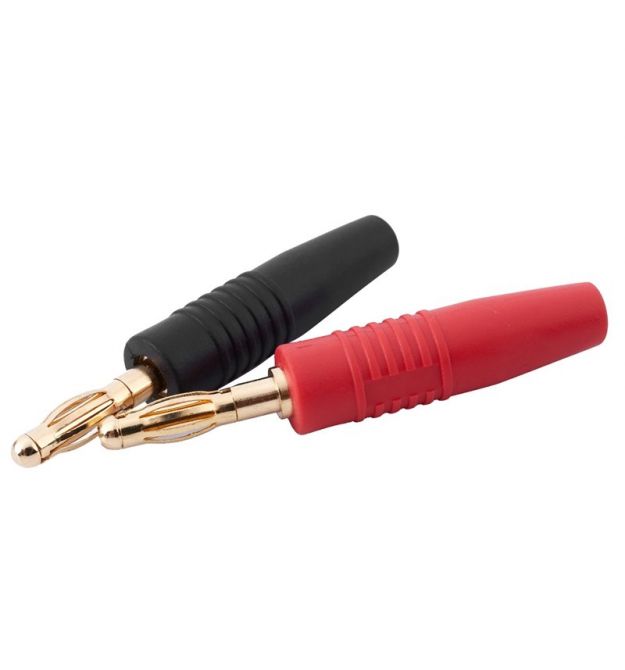 Наконечник кабельный, винтовая фиксация, изолятор: ПВХ, диаметр 4мм, позолоченный штекер, красный