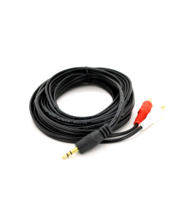 Кабель DC 3.5 (папа) 2хRCA (папа) GOLD Jack CU Stereo круглый Black, 3,0 м, (Пакет) Q300