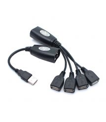 Удлинитель USB 2.0 сигнала по F / UTP до 50 метров, RJ-45 to AM + RJ-45 to 4xAF, Blister Q100