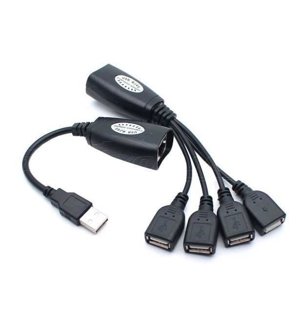 Удлинитель USB 2.0 сигнала по F / UTP до 50 метров, RJ-45 to AM + RJ-45 to 4xAF, Blister Q100