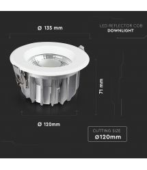 Светильник встраиваемый LED V-TAC, 10W, SKU-1272, 230V, 1200Lm, 6.4K, круглый