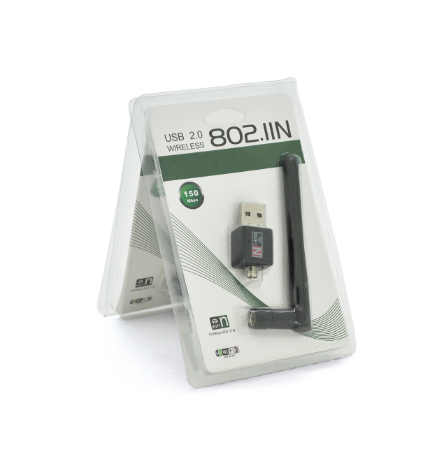Беспроводной сетевой адаптер с антенной 2DBI Wi-Fi-USB Merlion LV-UW02RK-2DB, 802.11bgn, 150MB, 2.4 GHz, WIN7 - XP - Vista - 2K