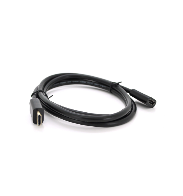 Удлинитель HDMI(папа)-HDMI(мама) VEGGIEG 1.0m, v2.0, OD-7.0mm, круглый, Black, коннектор Black, (Пакет)