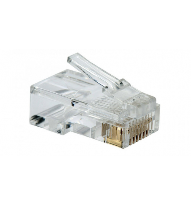 Коннектор Merlion RJ-45 8P8C FTP Cat-6 экранированный для сквозного подключения (позолоченые)