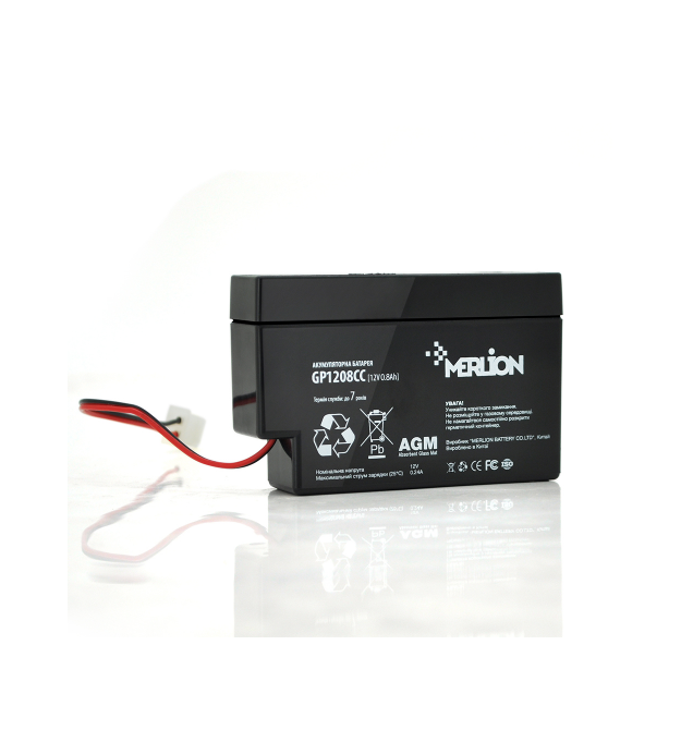 Акумуляторна батарея MERLION AGM GP1208СС 12 V 0,8Ah ( 95 х 23 х 60 ) Q40