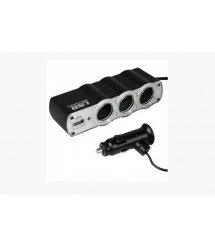 АЗУ розгалужувач WEIFENG, 12V-3 * 12V + USB, Silver, Blister