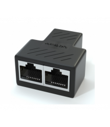 Разветвитель RJ45 8P8C мама - 2 Х мама RJ45 для разветвления кабеля, экранированный, черный, Q100