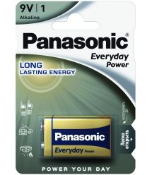 Батарейка Panasonic EVERYDAY POWER щелочная 6LR61(6LF22, MN1604, MX1604) блистер, 1 шт.