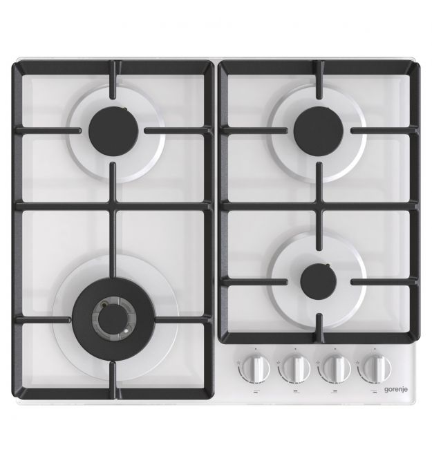 Варочная поверхность Gorenje GTW641EW/газ на стекле/ чугун.реш/газ.контр/э/поджиг/конф Wok/белая