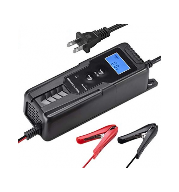 Автоматический ЗУ для аккумулятора 6V - 12V, R12, 100-240V, 0,45-10А, LCD, клеммы (AGM - GEL - Lead)